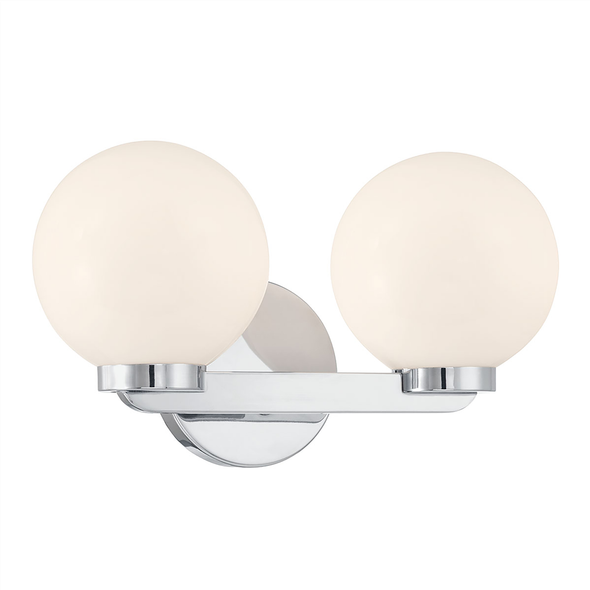 Ardeva Two Light Vanity, Chrome, 2-Light, E12 Candelabra Base, 120V, 80W Total