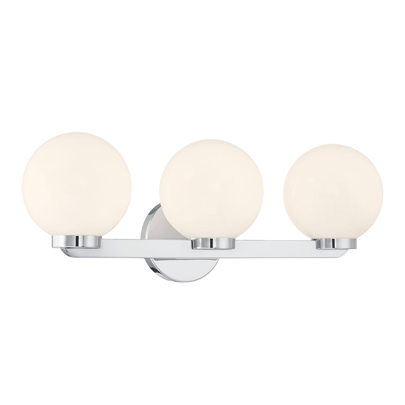 Ardeva Three Light Vanity, Chrome, 3-Light, E12 Candelabra Base, 120V
