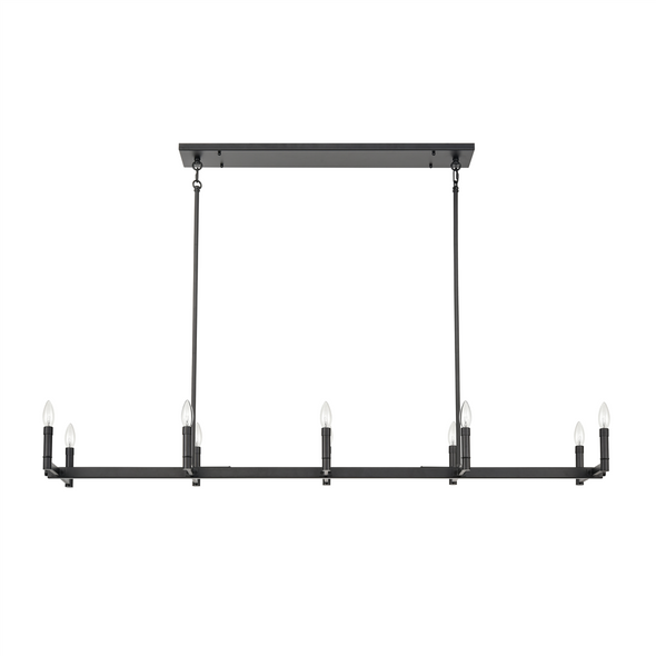 Daxley Ten Light Linear Chandelier, Matte Black, 10-Candle, E12 Candelabra Base, 120V