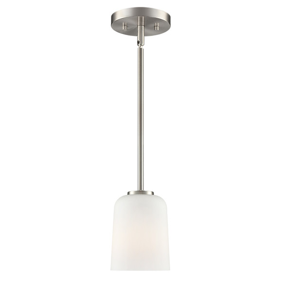 Laphia One Light Pendant, Brushed Nickel, 1-Light, Medium E26 Base, 100W, 120V, Etched Opal Glass