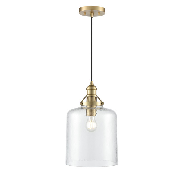 Millennium Lighting Khrisa One Light Pendant, Vintage Brass, 1-Light, Medium E26 Base, 100W, 120V, Clear Hammered Glass
