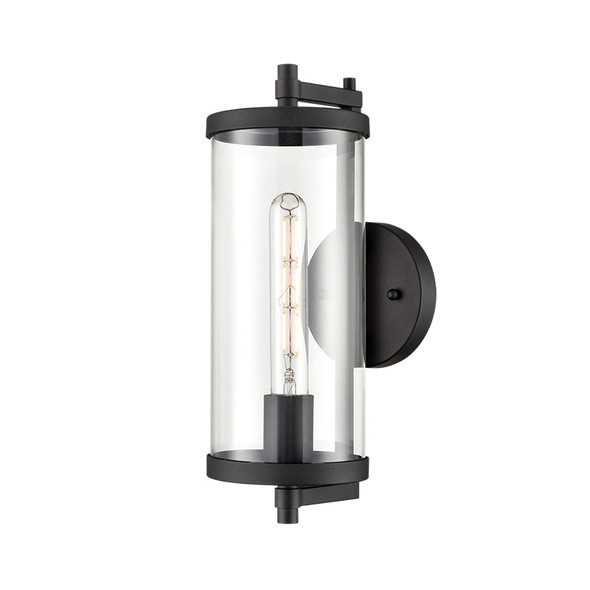Beckham One Light Outdoor Wall Sconce, 1-Light, Medium E26 Base, 60W, 120V, Textured Black, Clear Glass