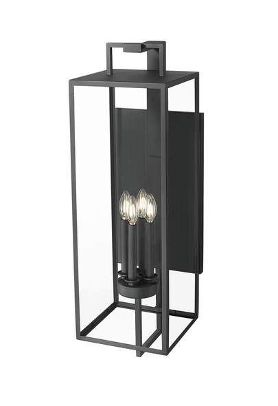 Lamont Four Light Outdoor Wall Mount, Textured Black, 4-Candle, E12 Candelabra Base, 120V