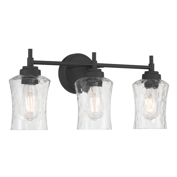 Claryvn Three Light Vanity, Matte Black, 3-Light, Medium (E26) Base, 120V