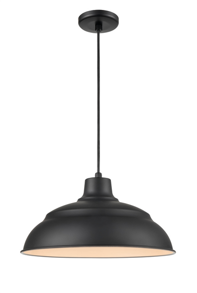 R Series 17" LED Warehouse Cord Hung Shade, 11W, 800 Lumens, 3000K, 90 CRI, Satin Black