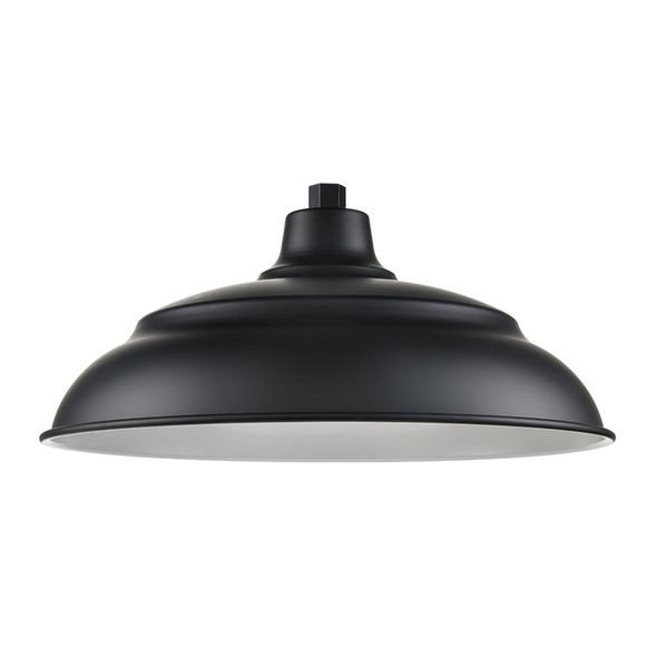 R Series 20" Aluminum Warehouse One Light Shade, Satin Black, 100W, 120V, E26 Medium Base, Wet Location