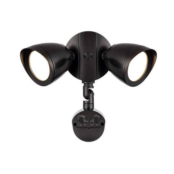 Two Light LED Outdoor Motion Sensor Floodlight, 1400 Lumens, 3000K, 40W, 120V, Black