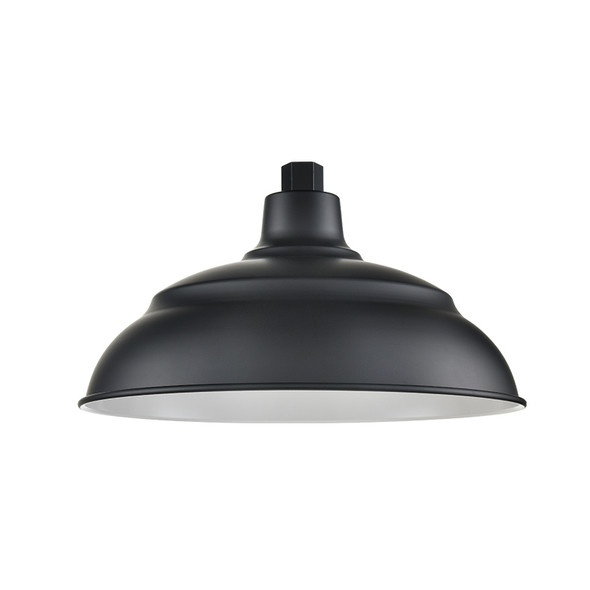 Millennium R Series 14" Aluminum Warehouse One Light Shade, Satin Black, 1-Light, E26 Medium Base, 120V