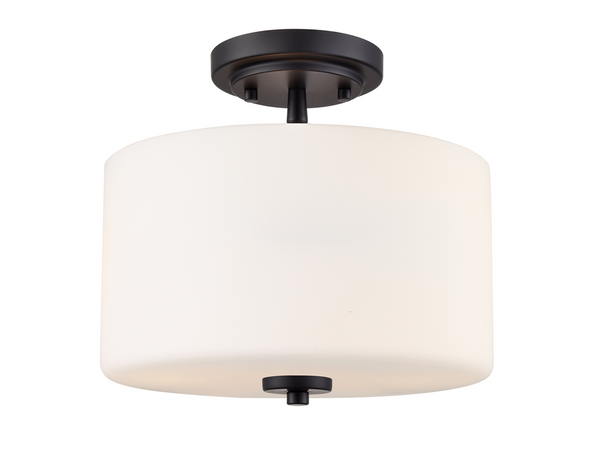 Verlana Two Light Semi-Flush Mount, Matte Black, 2-Light, E26 Medium Base, 120V