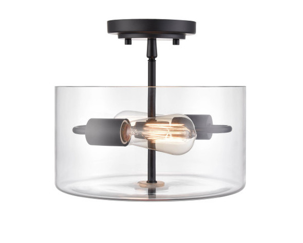 Millennium Lighting Verlena Two Light Semi-Flush, Matte Black, 2-Light, Medium (E26), 120V