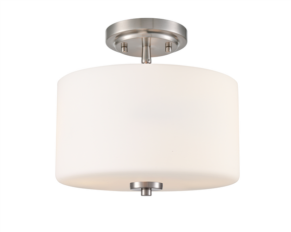 Verlana Two Light Semi-Flush Mount, Brushed Nickel, 2-Light, 120V, 60W per bulb