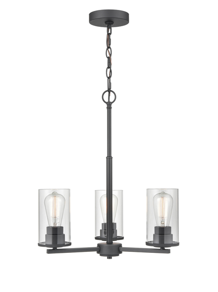 Verlana Three Light Chandelier, Matte Black, 3-Light, Medium E26 Base, 120V