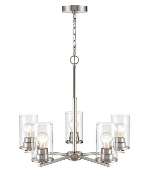 Verlana Five Light Chandelier, Brushed Nickel, 5-Light, Medium (E26), 120V