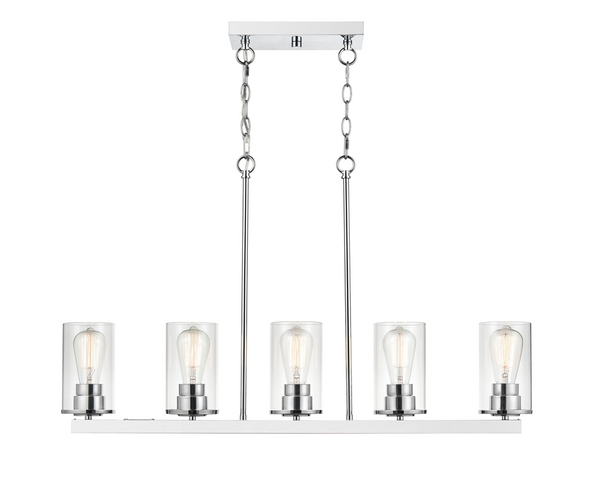 Millennium Lighting Verlana Five Light Island, 5-Light, Chrome, Clear Glass, 120V