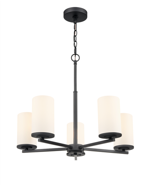Verlana Five Light Chandelier, Matte Black, 5-Light, Medium (E26) Base, 120V