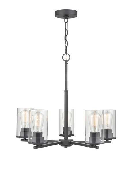 Millennium Lighting Verlana 2715 Five Light Chandelier, Matte Black, 5-Light, Medium (E26) Base, 120V