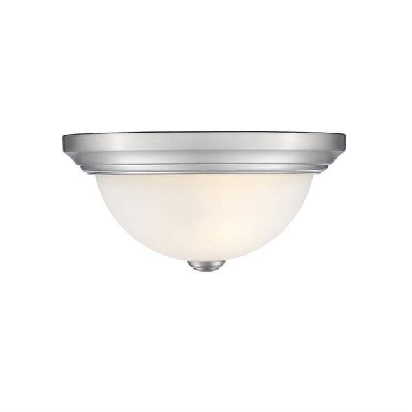 Millennium Lighting 4901 2-Light Flushmount, Brushed Nickel, 2 x E26 Medium Base, 120V, Faux Alabaster Glass