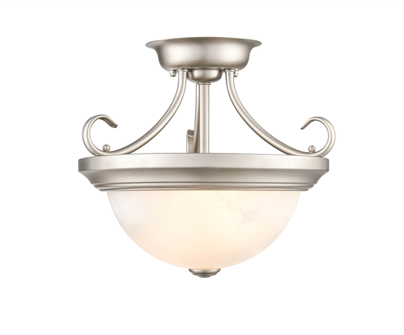 Millennium Lighting 4771 Two-Light Semi-Flush, Satin Nickel, 11.5"W, 13"H, (2) 60W, 120V, Medium (E26)