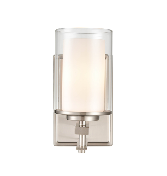 Huderson One Light Sconce, Brushed Nickel, 1-Light, Medium E26 Base, 60W, 120V