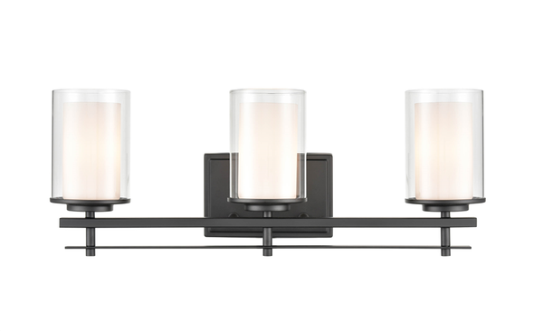 Huderson Three Light Vanity, Matte Black, 3-Light, 120V, 180W Total