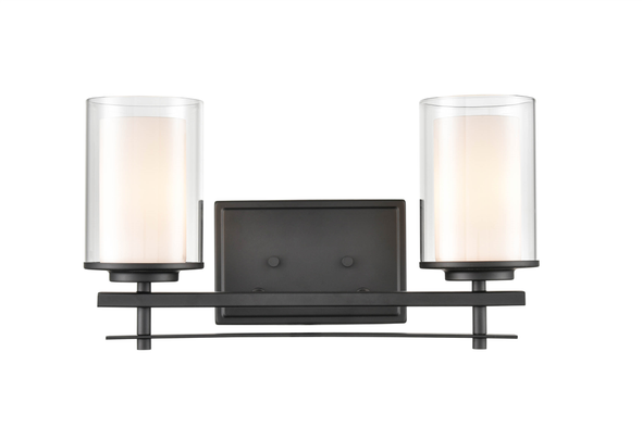 Huderson Two Light Vanity, Matte Black, 2-Light, Medium E26 Base, 120V