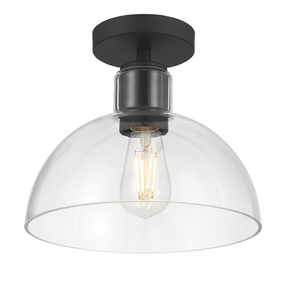 Knightsdale One Light Semi-Flush Mount, Matte Black, 1-Light, Medium (E26) Base, 120V