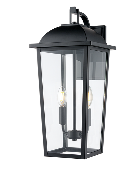 Houston Two Light Outdoor Wall Sconce, Powder Coated Black, 2-Light, 120V