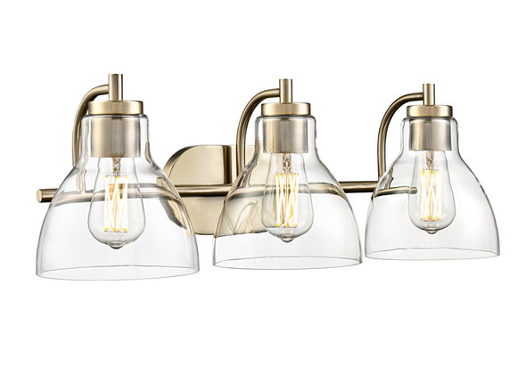 Knightsdale Three Light Sconce, Modern Gold, 3-Light, 120V, E26 Medium Base, Damp Location
