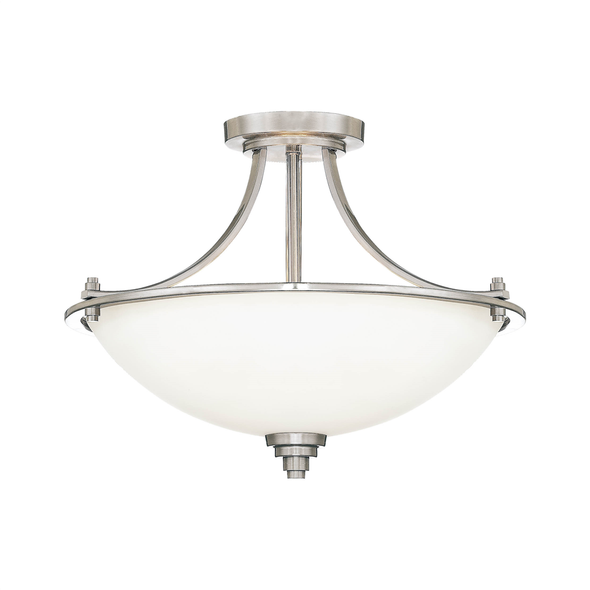 Millennium Lighting 7263 3-Light Semi-Flush, Satin Nickel, Etched White Glass, 120V