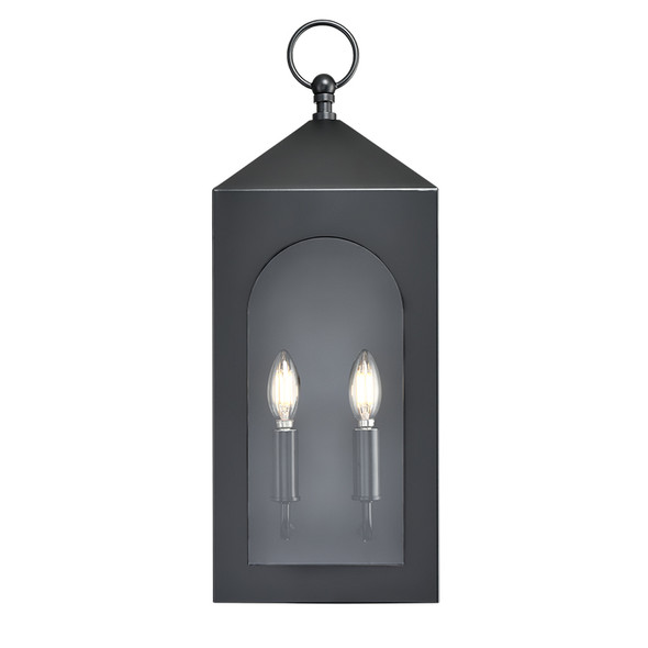 Bratton Two Light Outdoor Wall Mount, Powder Coated Black, 2-Candle, E12 Candelabra Base, 120V
