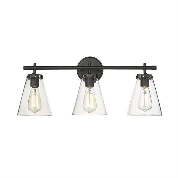 Aliza Three Light Vanity, Matte Black, 3-Light, Medium (E26) Base, 120V, 300W