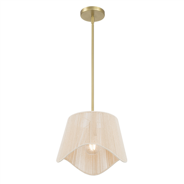 Tulara One Light Pendant/Semi-Flush, Vintage Brass, 1-Light, 60W, 120V
