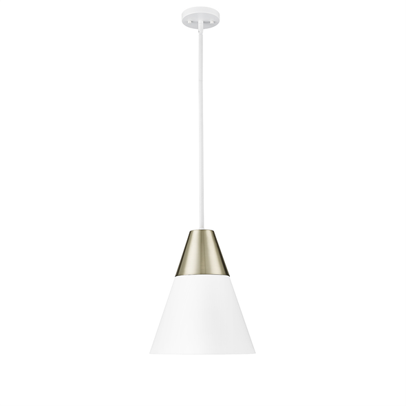 Annos One Light Pendant, Matte White/Modern Gold, 1-Light, Medium E26 Base, 120V