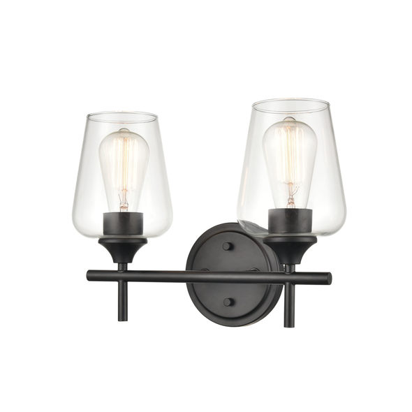 Millennium Lighting Ashford Two Light Vanity, 2-Light, Matte Black, Clear Glass, 120V