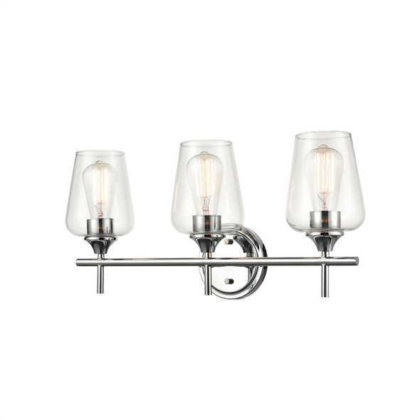 Millennium Lighting Ashford Three Light Vanity, 3-Light, Chrome, Clear Glass, E26 Base, 120V