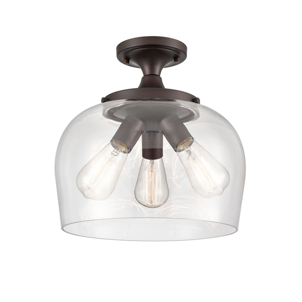 Millennium Lighting Ashford Three-Light Semi-Flush, Rubbed Bronze, Clear Glass, 3 x 100W, 120V