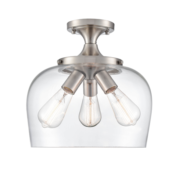 Millennium Lighting Ashford Three-Light Semi-Flush Mount, Brushed Nickel, Clear Glass, 3 x Medium E26 Base, 120V