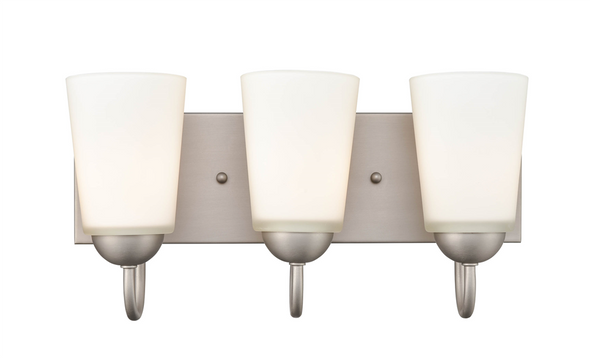 Millennium Lighting Ivey Lake Three Light Vanity, Satin Nickel, 3-Light, Medium (E26), 120V