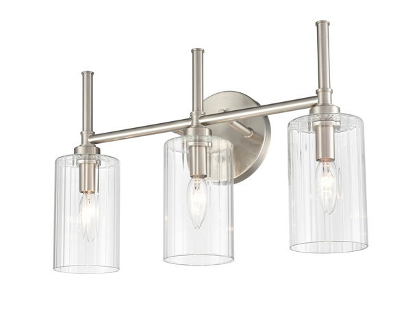 Chastine Three Light Vanity, Brushed Nickel, 3-Light, 120V, E12 Candelabra Base, 19"W x 12"H x 5.5"Ext