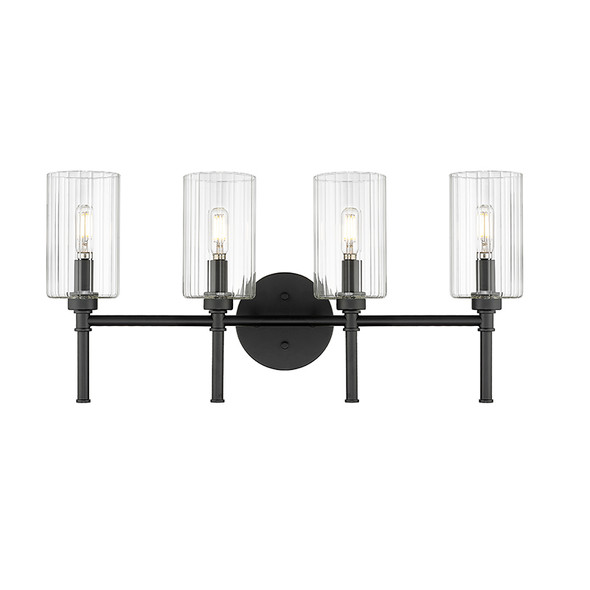 Millennium Lighting Chastine Four Light Vanity, 4-Light, Matte Black, 25.5"W x 12"H x 5.5"Ext, E12 Candelabra Base, 120V