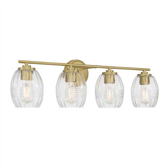 Miravelle Four Light Vanity, Vintage Brass, 4-Light, Medium (E26) Base, 120V