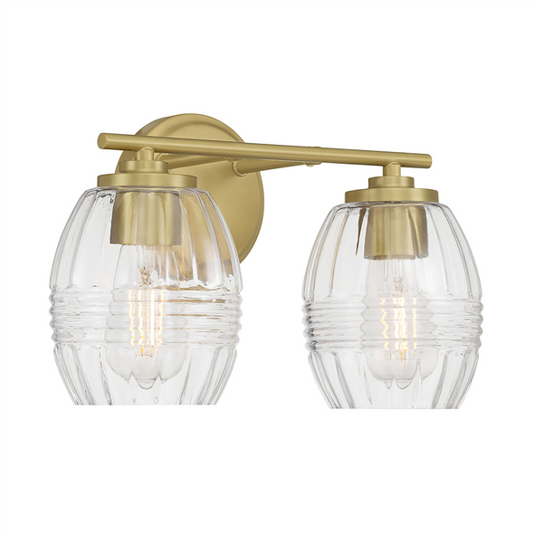 Miravelle Two Light Vanity, Vintage Brass, 2-Light, Medium (E26) Base, 120V