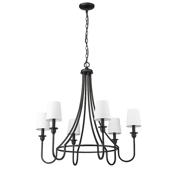 Artemis Six Light Chandelier, 6-Light, Matte Black, 120V, E12 Candelabra Base