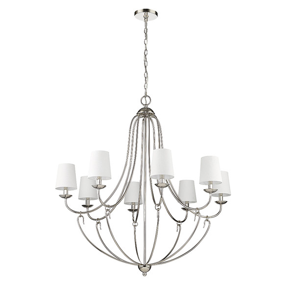 Eisley Eight Light Chandelier, Polished Nickel, 8-Candle, 120V
