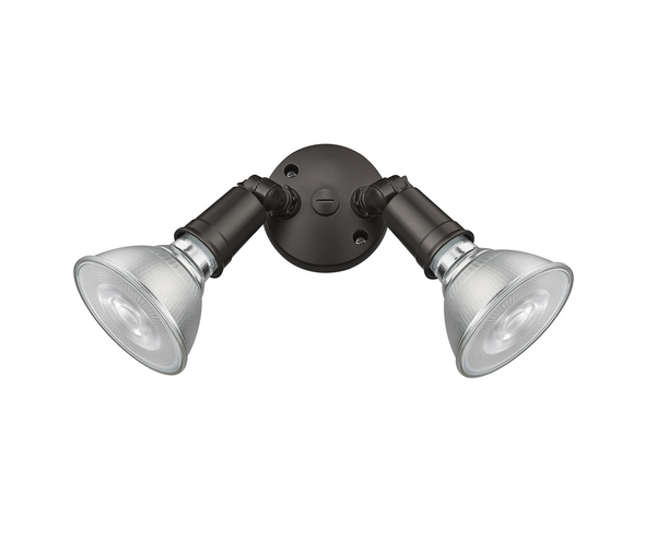Two-Lamp Outdoor Adjustable Floodlight, 2-Light, PAR38, 300W, 120V, Powder Coated Bronze