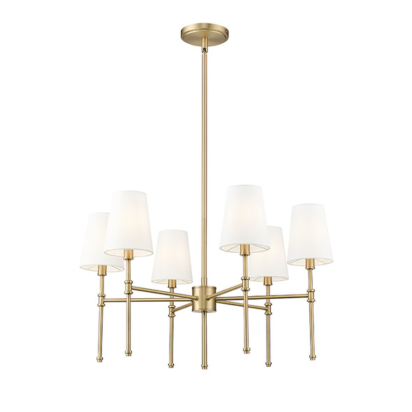Adorra Six Light Chandelier, Vintage Brass, 6-Light, E12 Candelabra Base, 120V