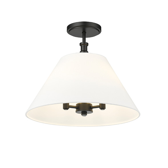 Millennium Lighting Adorra Three Light Semi-Flush Mount, Matte Black, 3-Candle, E12 Candelabra Base, 120V, 180W Total