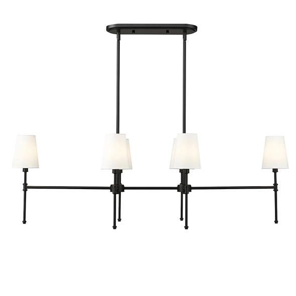 Millennium Adorra Six Light Linear Chandelier, 6-Light, Matte Black, 120V, 360W Total, E12 Candelabra Base