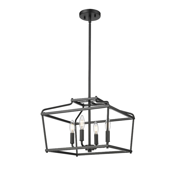 Millennium NELITTA Four Light Pendant, Matte Black, 4-Candle, 240W, 120V, E12 Candelabra Base