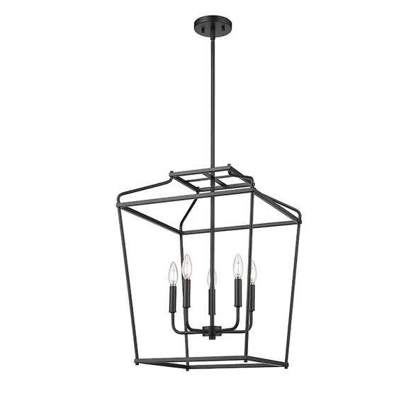 Nelitta Five Light Pendant, Matte Black, 5-Light, E12 Candelabra Base, 120V